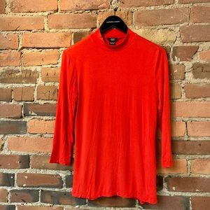F&F Red Mock Cowl Neck Shirt with Long Sleeves.  Size: 10.